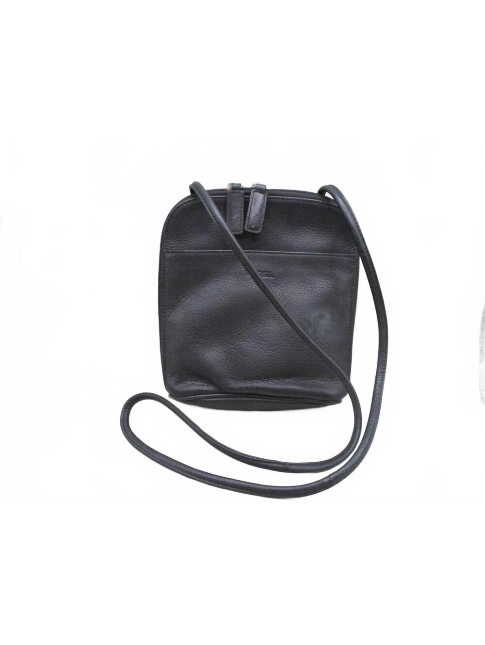 Vintage Fossil Black Pebbled Leather Crossbody Organizer Bag Travel Purse 75082 - Picture 1 of 4